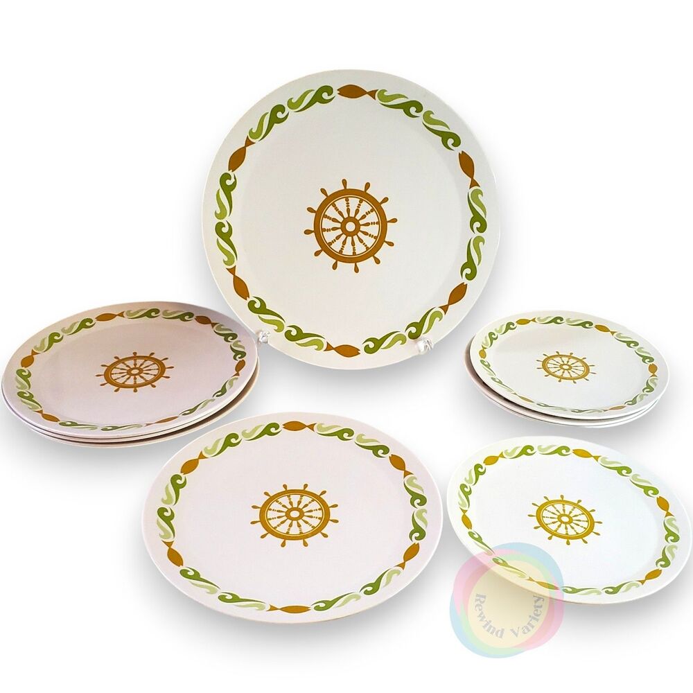 V.T. Co. Vintage Nautical Melamine 9pc Dish Set MCM